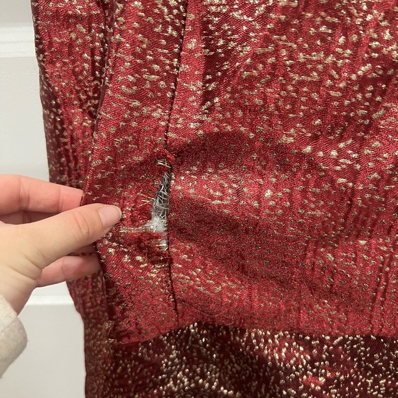 ML Monique Lhuillier Red Metallic High Low Gown Size 6 US $595 - Picture 8 of 13